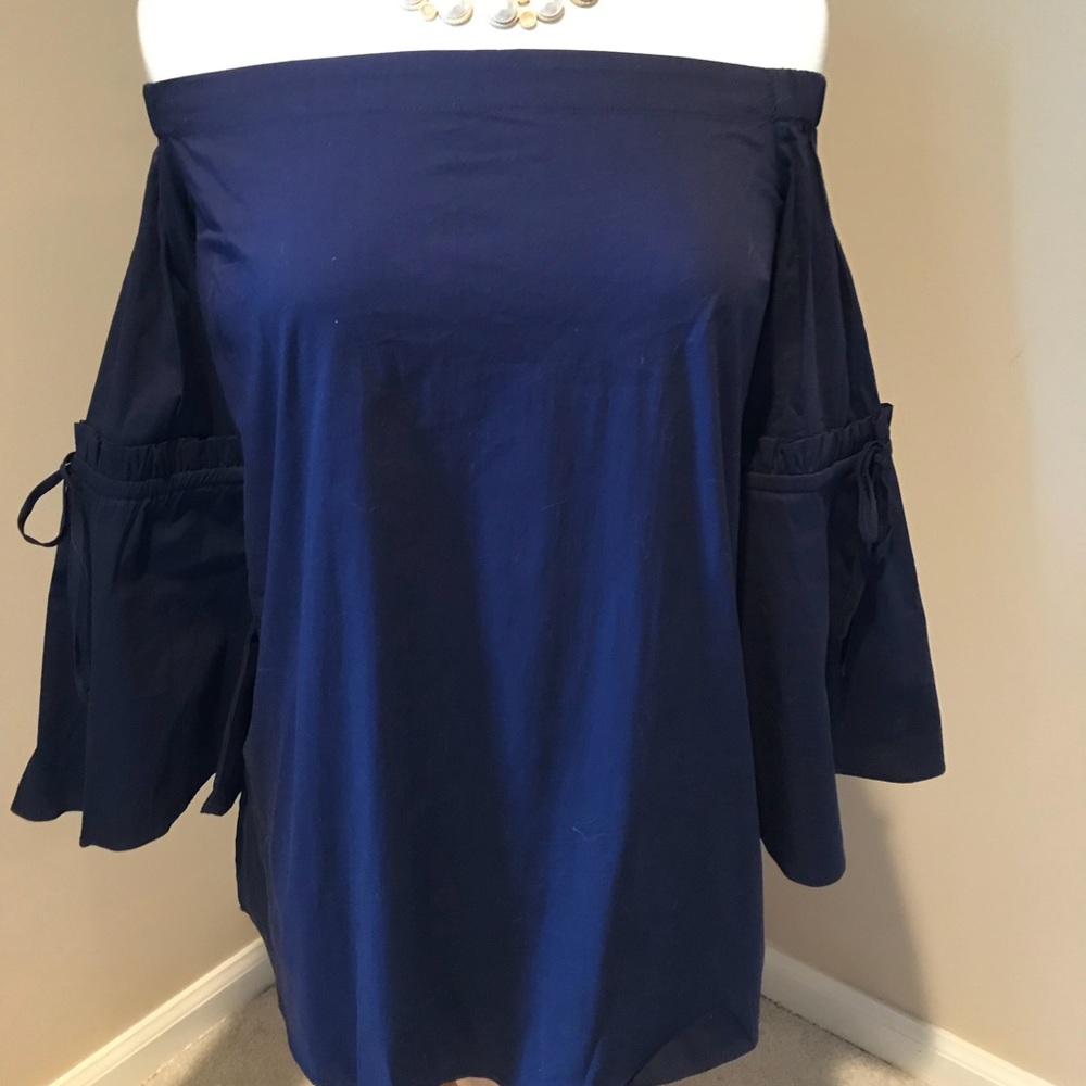 Navy off the shoulder shirt